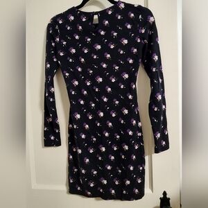 French Connection Black with Purple Floral Dress Women's Size US 0